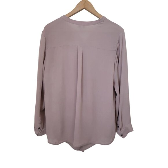 JOIE Edaline Long Sleeve Button-Up Front Tie Dusty Rose Silk Blouse Women's Sz M - Picture 2 of 8